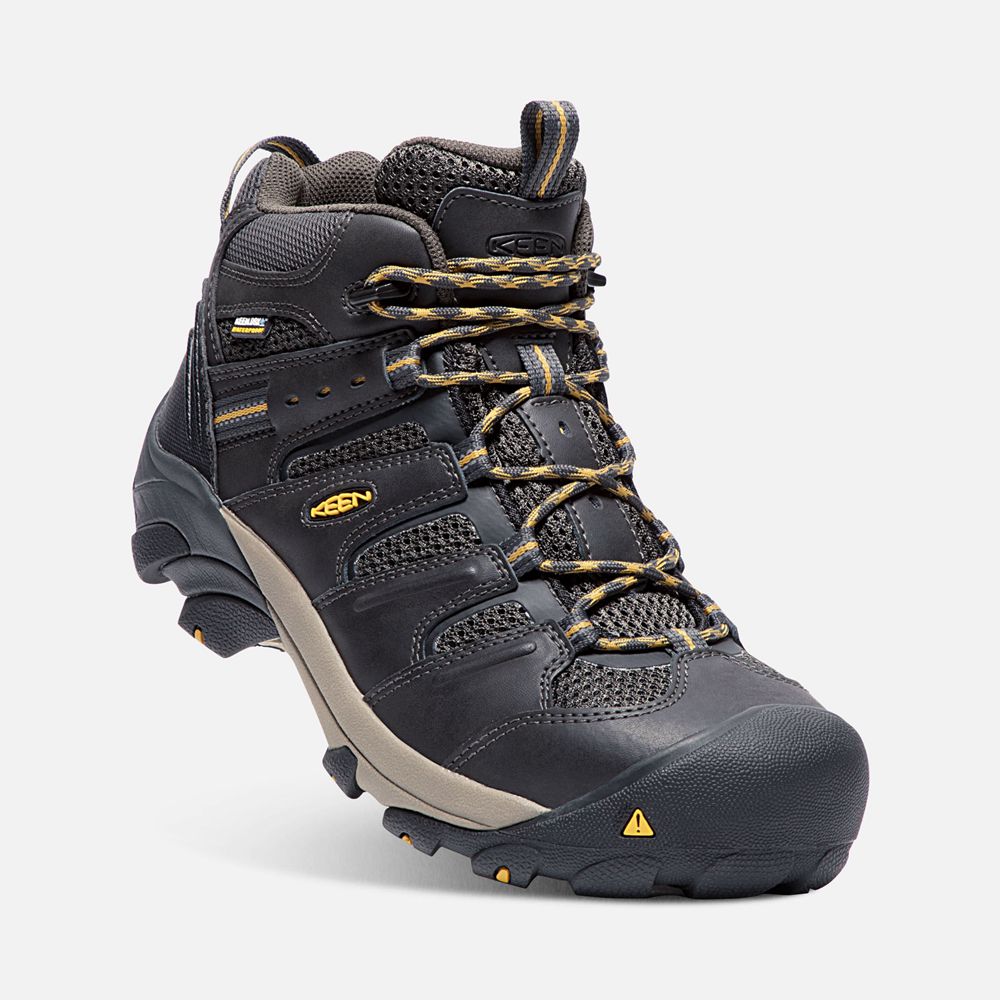 Botas de Trabajo Keen Mexico Negros Marrom - Hombre Lansing Mid Waterproof (Steel Toe) - EC3061429